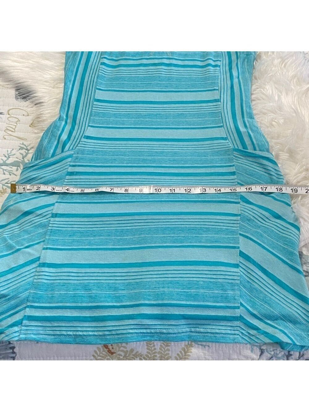 Athleta Light Blue Striped Dress/or swimsuit cover - Picture 9 of 10
